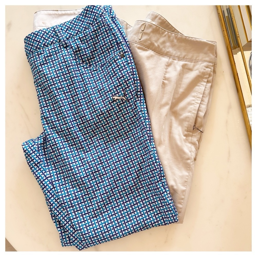 Puma + Nike Golf Pants Bundle Blue Geometric Pattern‎ and Khaki Tan  size 4